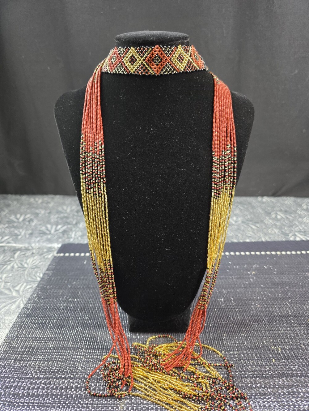 Peyote Stitch Geometric Seed Bead Necklace